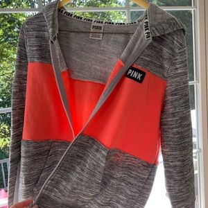 the brand pink zip up sweatshirt